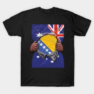 Bosnia & Herzegovina Flag Australian Flag Ripped - Gift for Bosnian Herzegovinian From Bosnia And Herzegovina T-Shirt